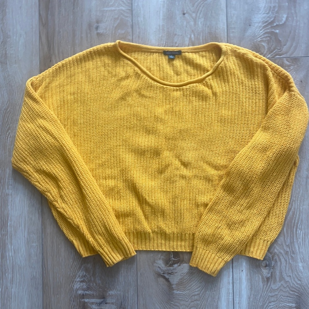 Mustard Yellow Knit Crop Sweater